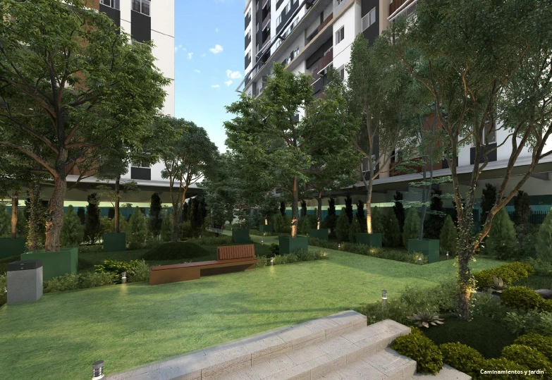 Caminamientos y jardín en Andares Doce