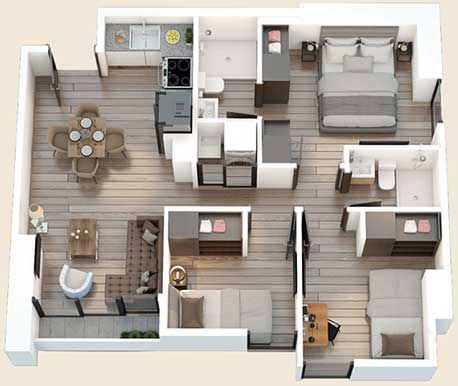 Apartamento estilo Cedro B de Andares 12